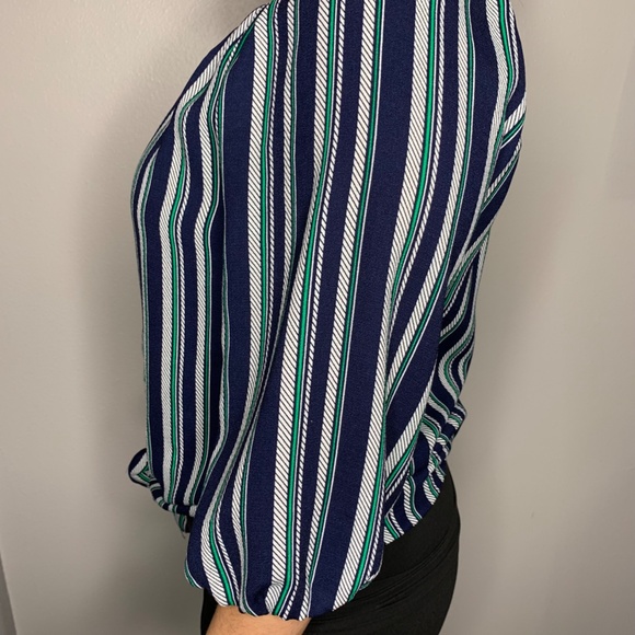 Navy Blue Striped Blouse - Size Small - Picture 9 of 9